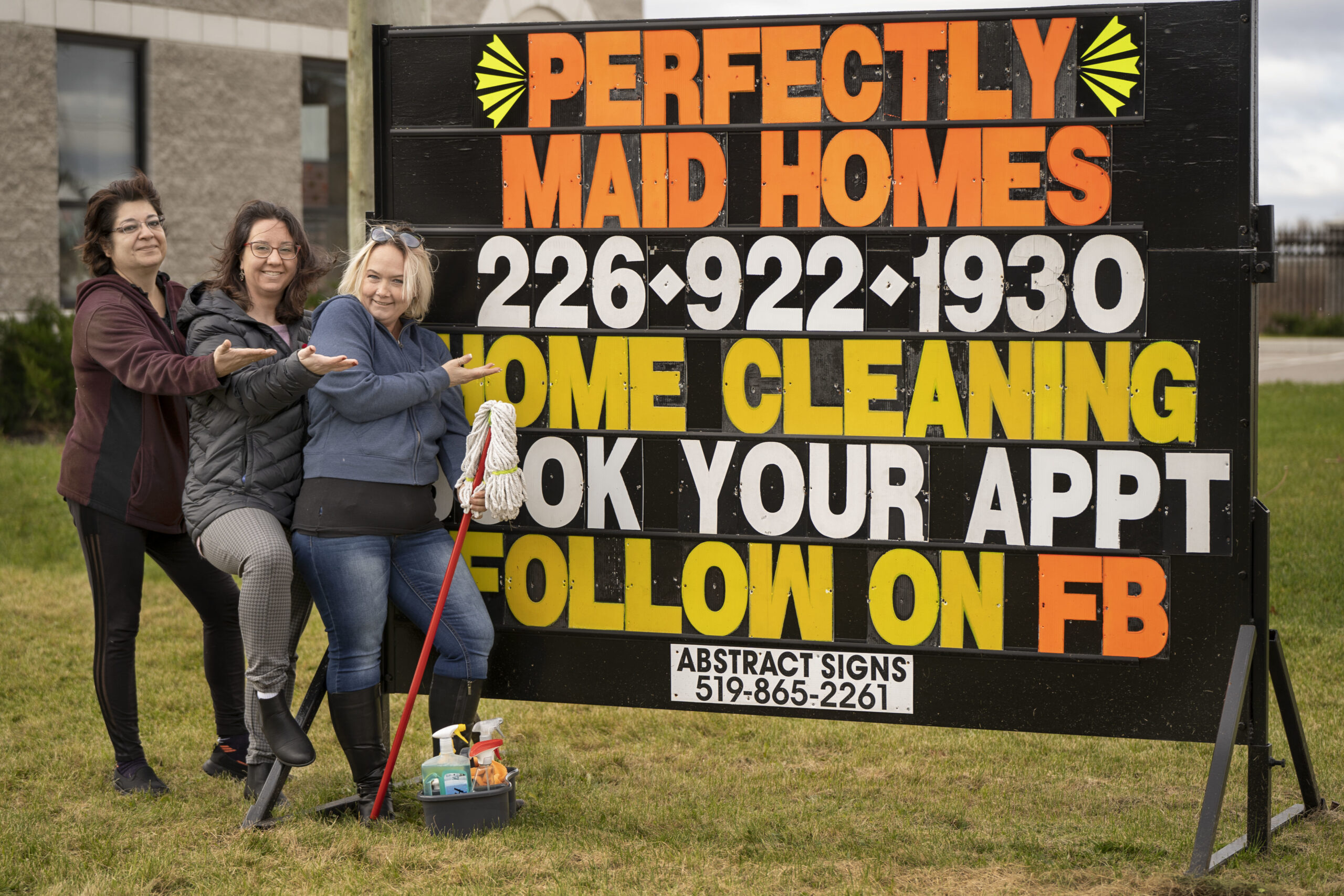 perfectly maid homes cleaning ladies with our new sign